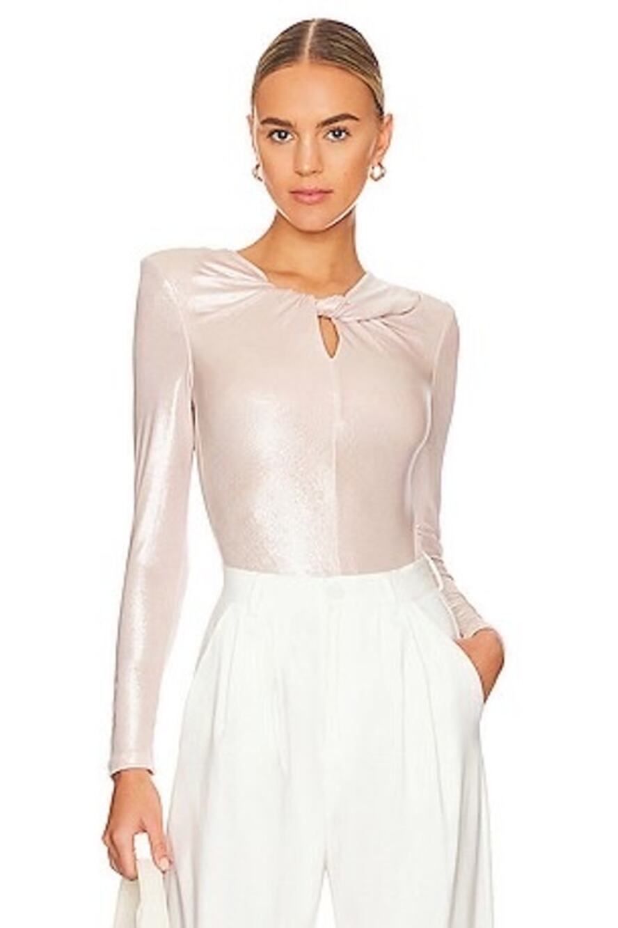 NWT ASTR The Label Barcelona Bodysuit Small Pink Shine Metallic Going Out Party